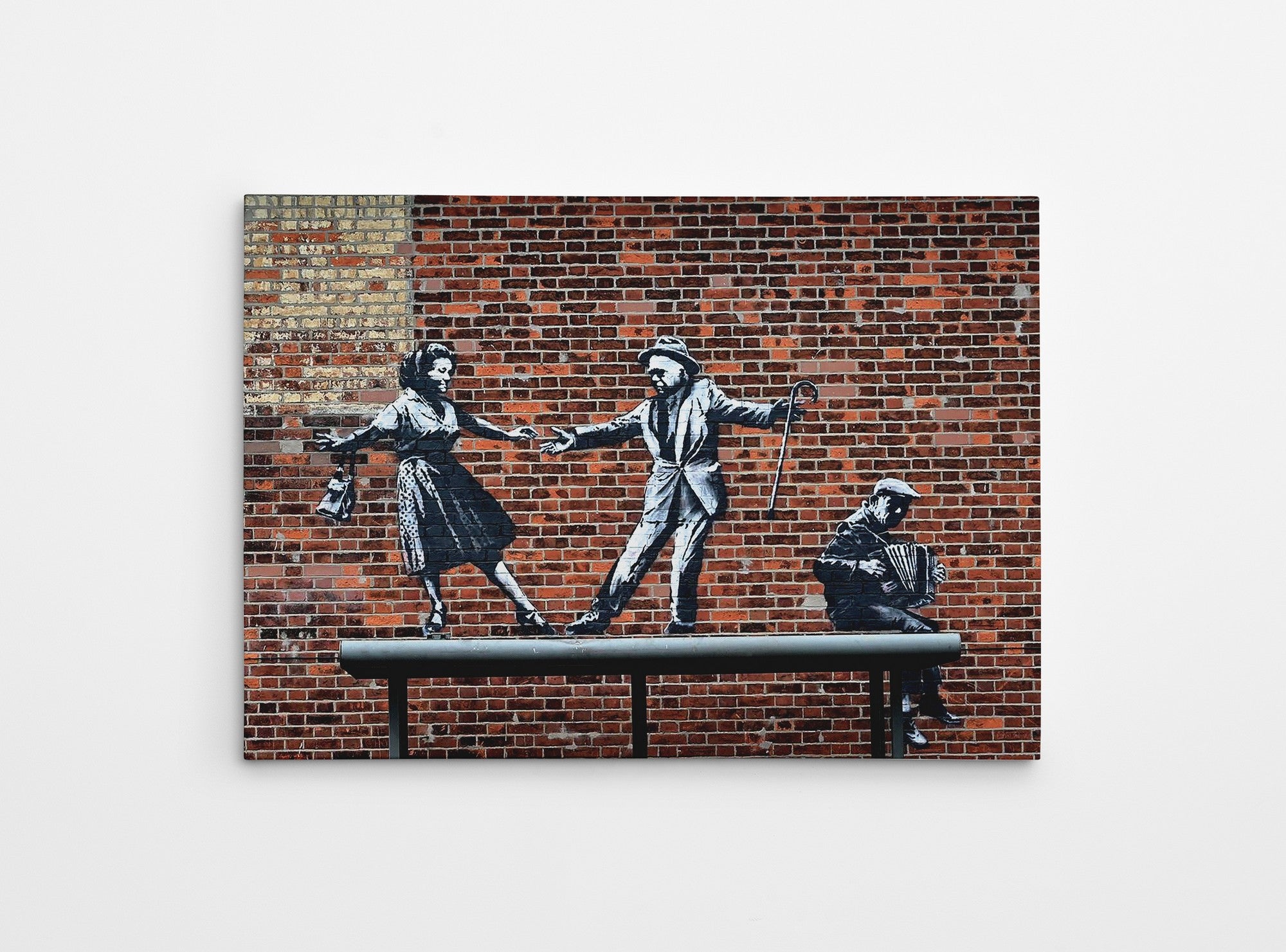 Impressionante tela decorativa de Banksy, 50 x 70 cm, 50% algodão/50% poliéster, emoldurada em madeira de 2 x 3 cm | Perfeito para amantes da arte moderna