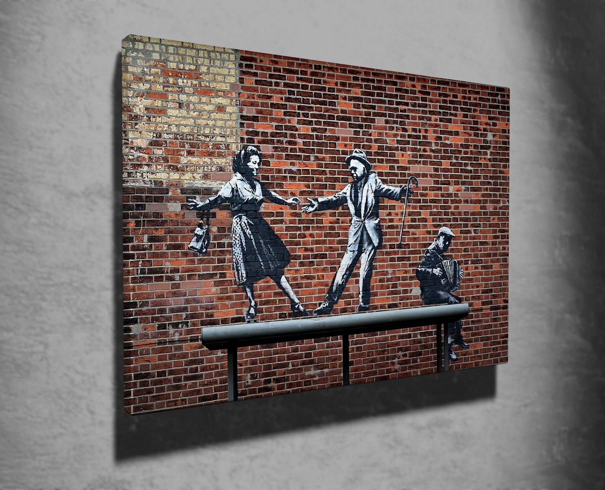 Impressionante tela decorativa de Banksy, 50 x 70 cm, 50% algodão/50% poliéster, emoldurada em madeira de 2 x 3 cm | Perfeito para amantes da arte moderna