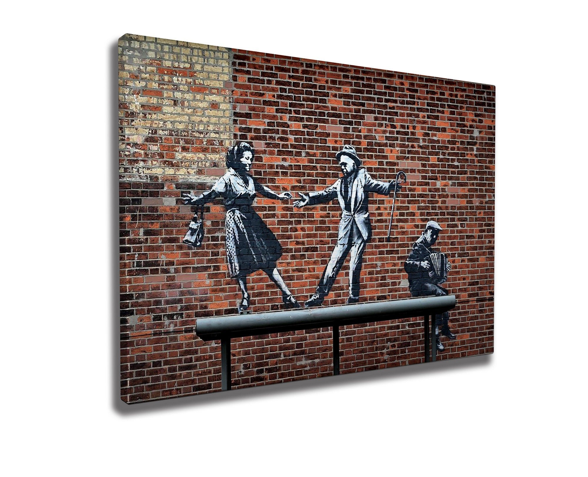 Impressionante tela decorativa de Banksy, 50 x 70 cm, 50% algodão/50% poliéster, emoldurada em madeira de 2 x 3 cm | Perfeito para amantes da arte moderna