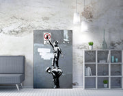 Impressionante tela decorativa de Banksy, 50 x 70 cm, 50% algodão/50% poliéster, emoldurada em madeira de 2 x 3 cm | Perfeito para amantes da arte moderna