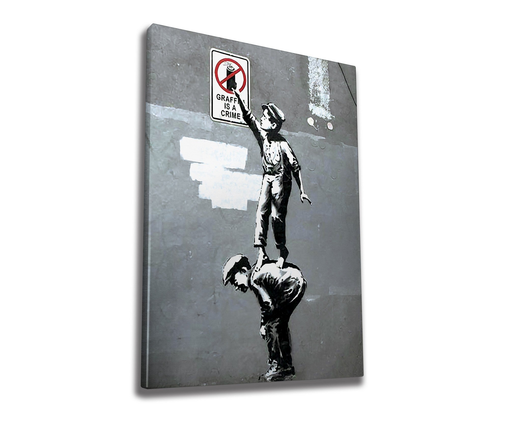 Impressionante tela decorativa de Banksy, 70 x 100 cm, 50% algodão/50% poliéster, emoldurada com moldura de madeira de 2 x 3 cm | Perfeito para decoração moderna