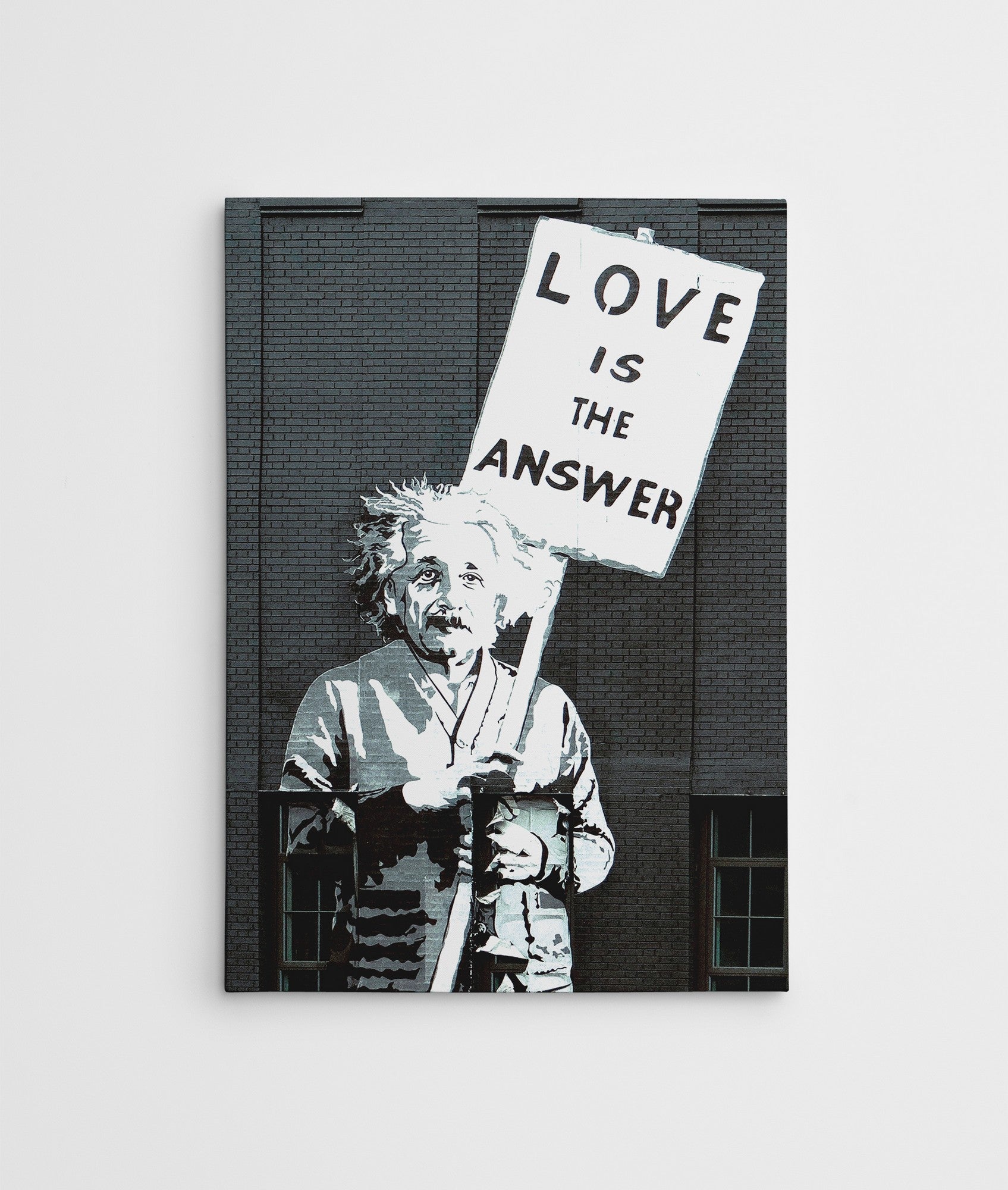 Impressionante tela decorativa de Banksy, 70 x 100 cm, 50% algodão/50% poliéster, emoldurada com moldura de madeira de 2 x 3 cm | Perfeito para decoração moderna