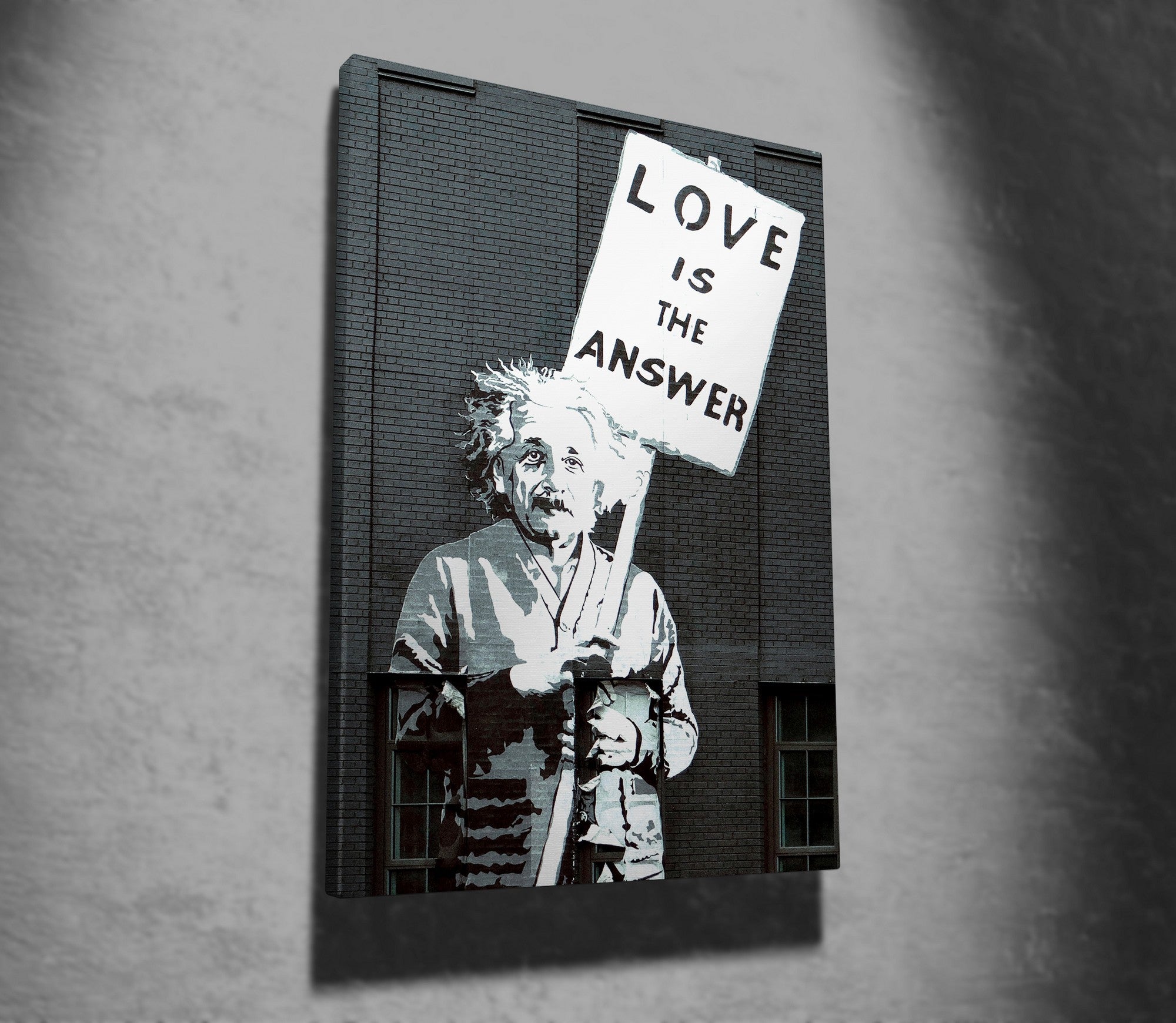 Impressionante tela decorativa de Banksy, 70 x 100 cm, 50% algodão/50% poliéster, emoldurada com moldura de madeira de 2 x 3 cm | Perfeito para decoração moderna