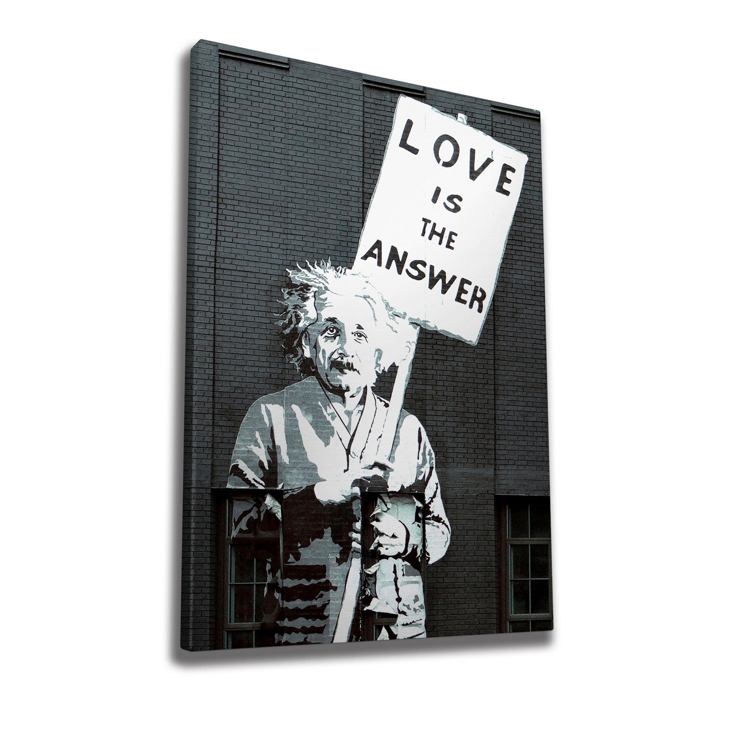 Impressionante tela decorativa de Banksy, 70 x 100 cm, 50% algodão/50% poliéster, emoldurada com moldura de madeira de 2 x 3 cm | Perfeito para decoração moderna