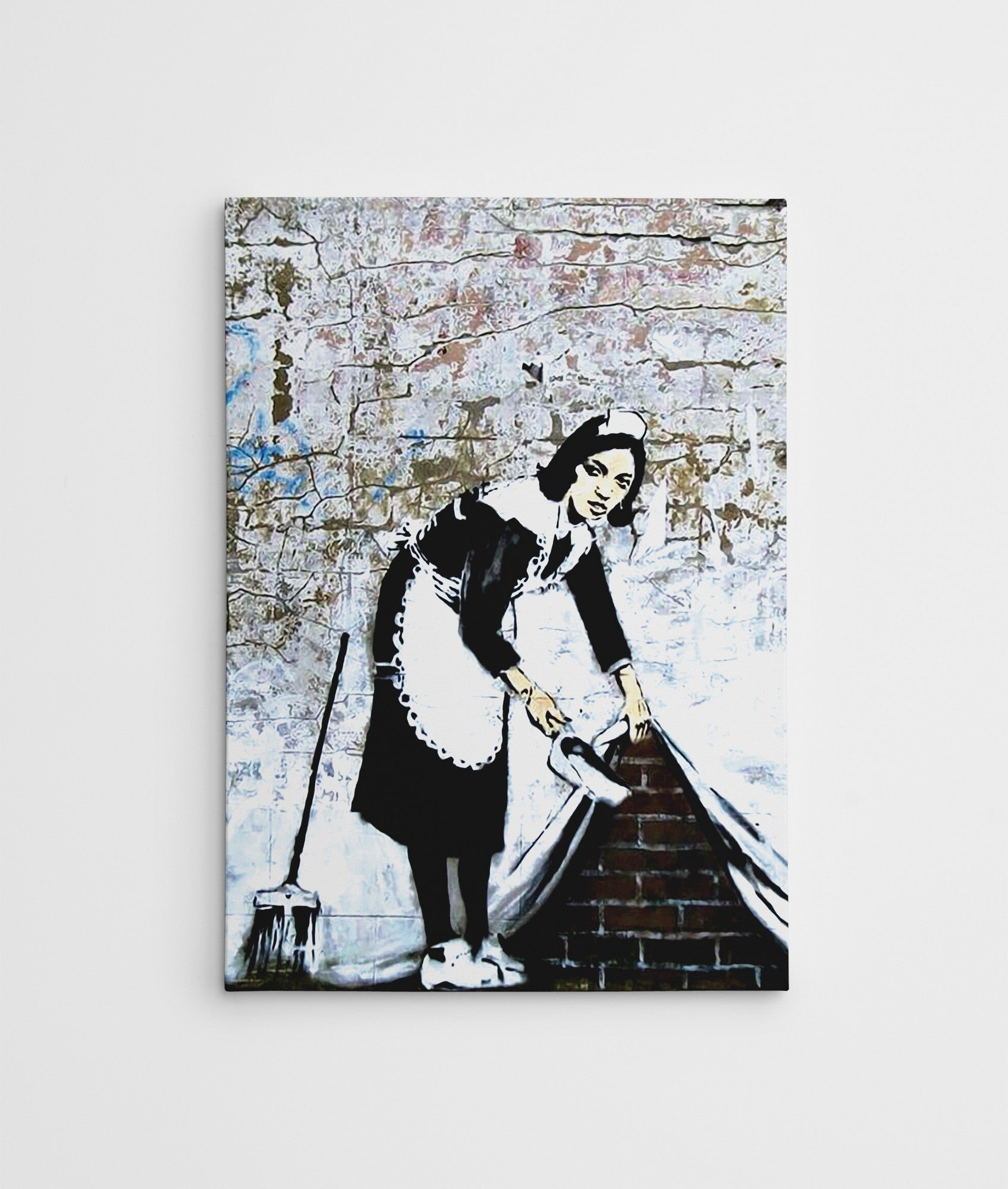 Impressionante tela decorativa de Banksy, 50 x 70 cm, 50% algodão/50% poliéster, emoldurada em madeira de 2 x 3 cm | Perfeito para amantes da arte moderna