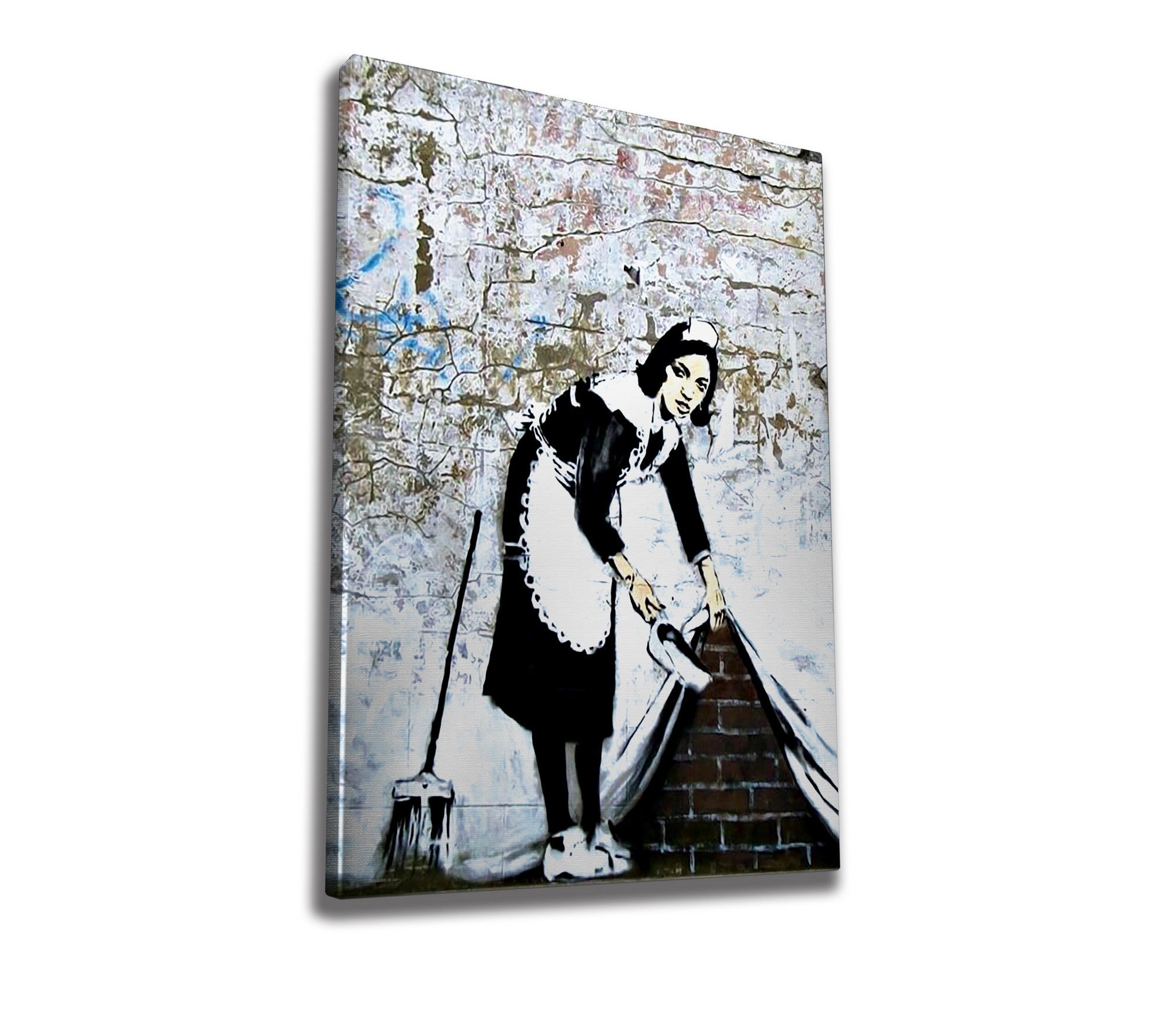 Impressionante tela decorativa de Banksy, 50 x 70 cm, 50% algodão/50% poliéster, emoldurada em madeira de 2 x 3 cm | Perfeito para amantes da arte moderna