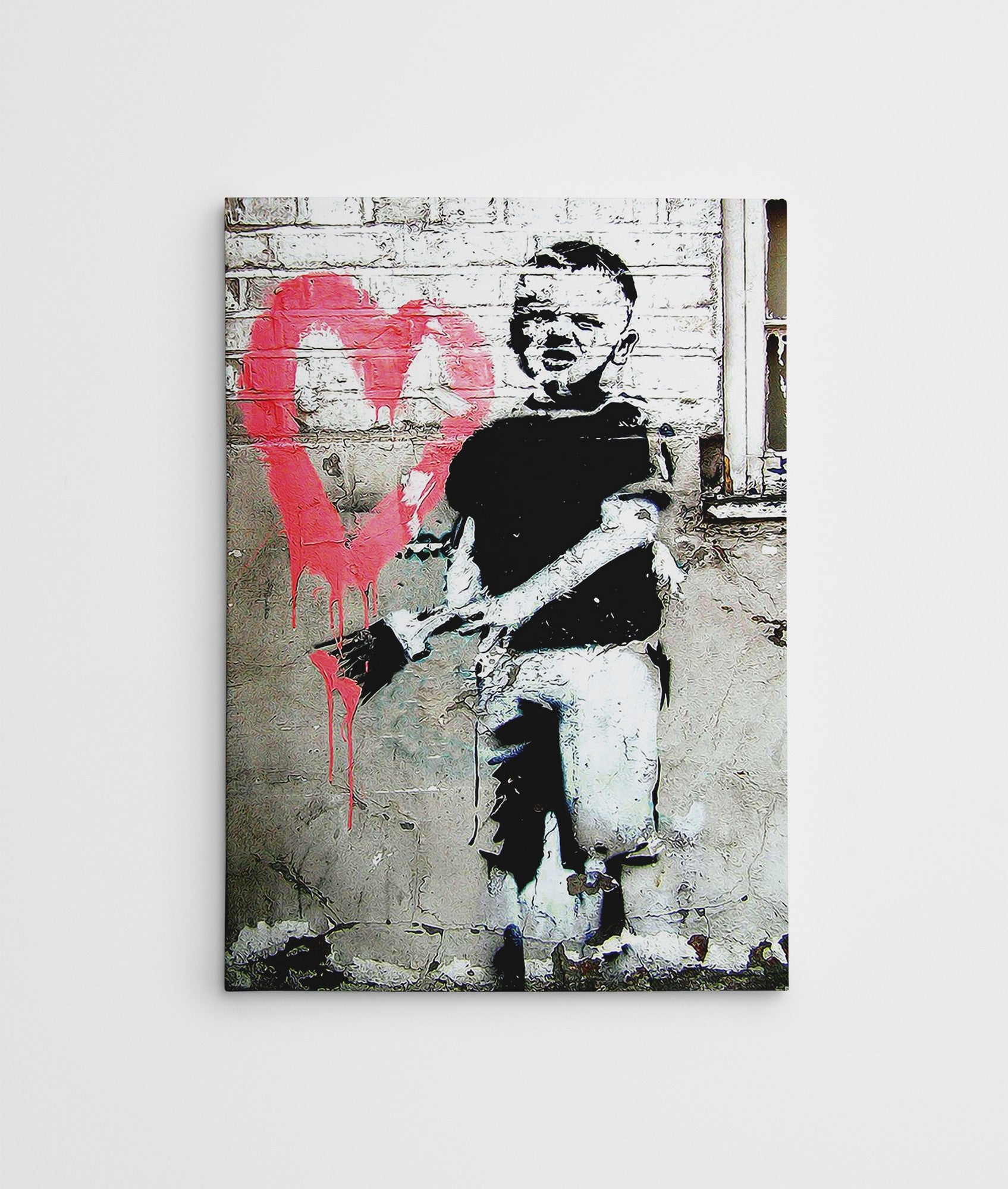Impressionante tela decorativa de Banksy, 50 x 70 cm, 50% algodão/50% poliéster, emoldurada em madeira de 2 x 3 cm | Perfeito para amantes da arte moderna
