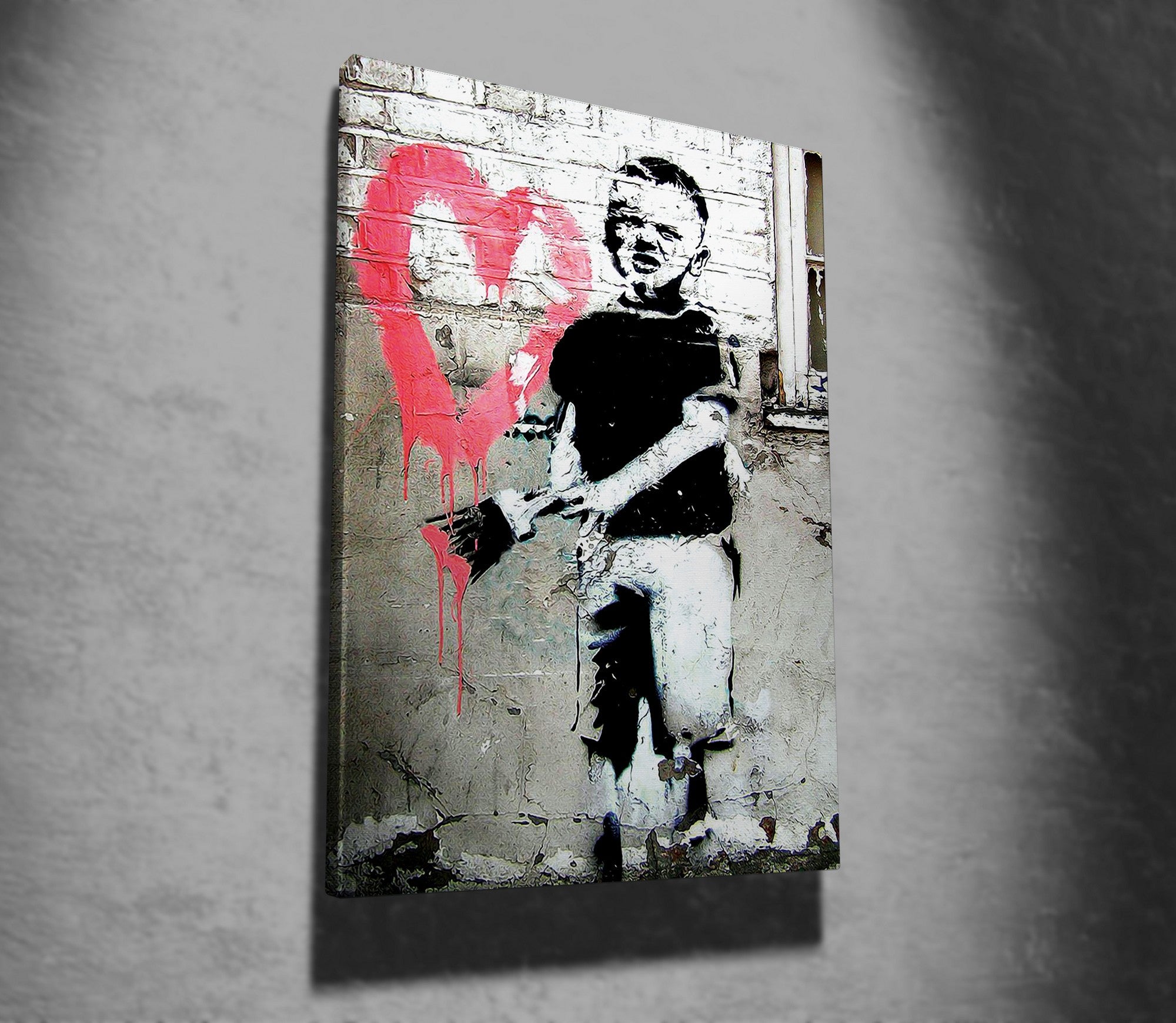 Impressionante tela decorativa de Banksy, 50 x 70 cm, 50% algodão/50% poliéster, emoldurada em madeira de 2 x 3 cm | Perfeito para amantes da arte moderna