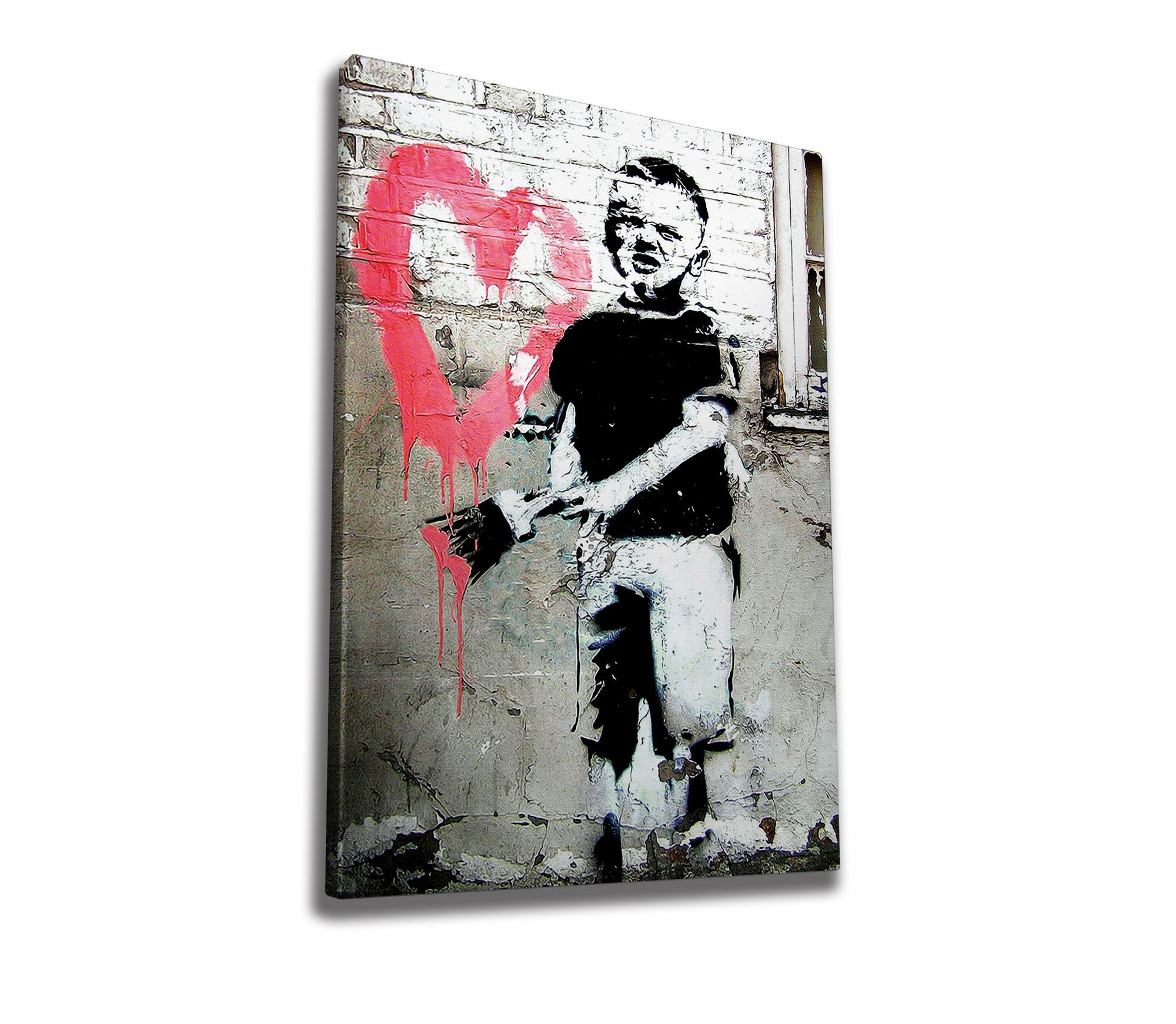 Impressionante tela decorativa de Banksy, 50 x 70 cm, 50% algodão/50% poliéster, emoldurada em madeira de 2 x 3 cm | Perfeito para amantes da arte moderna