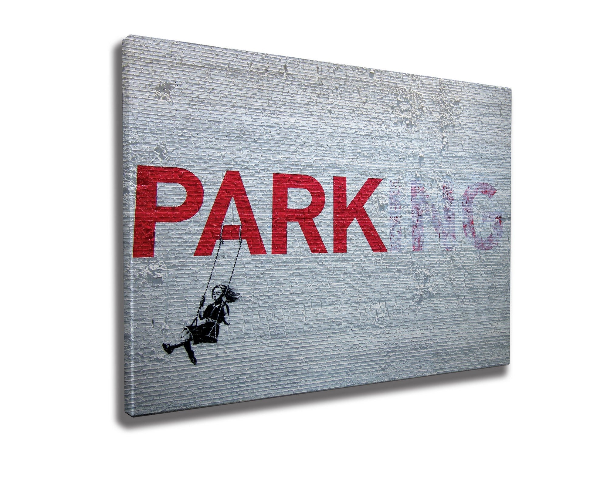 Impressionante tela decorativa de Banksy, 70 x 100 cm, 50% algodão/50% poliéster, emoldurada com moldura de madeira de 2 x 3 cm | Perfeito para decoração moderna