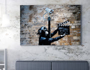 Impressionante tela decorativa de Banksy, 50 x 70 cm, 50% algodão/50% poliéster, emoldurada em madeira de 2 x 3 cm | Perfeito para amantes da arte moderna