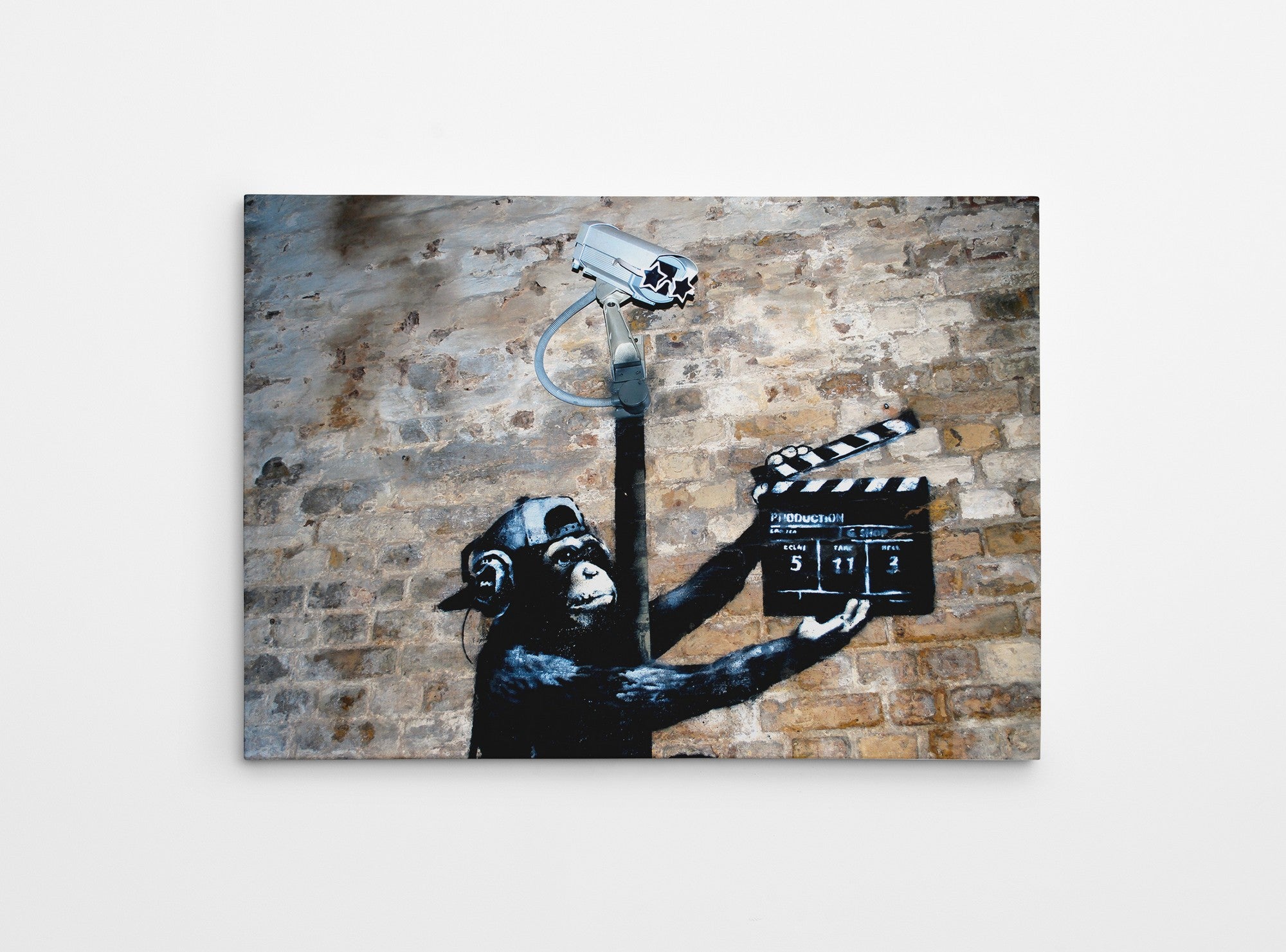 Impressionante tela decorativa de Banksy, 50 x 70 cm, 50% algodão/50% poliéster, emoldurada em madeira de 2 x 3 cm | Perfeito para amantes da arte moderna