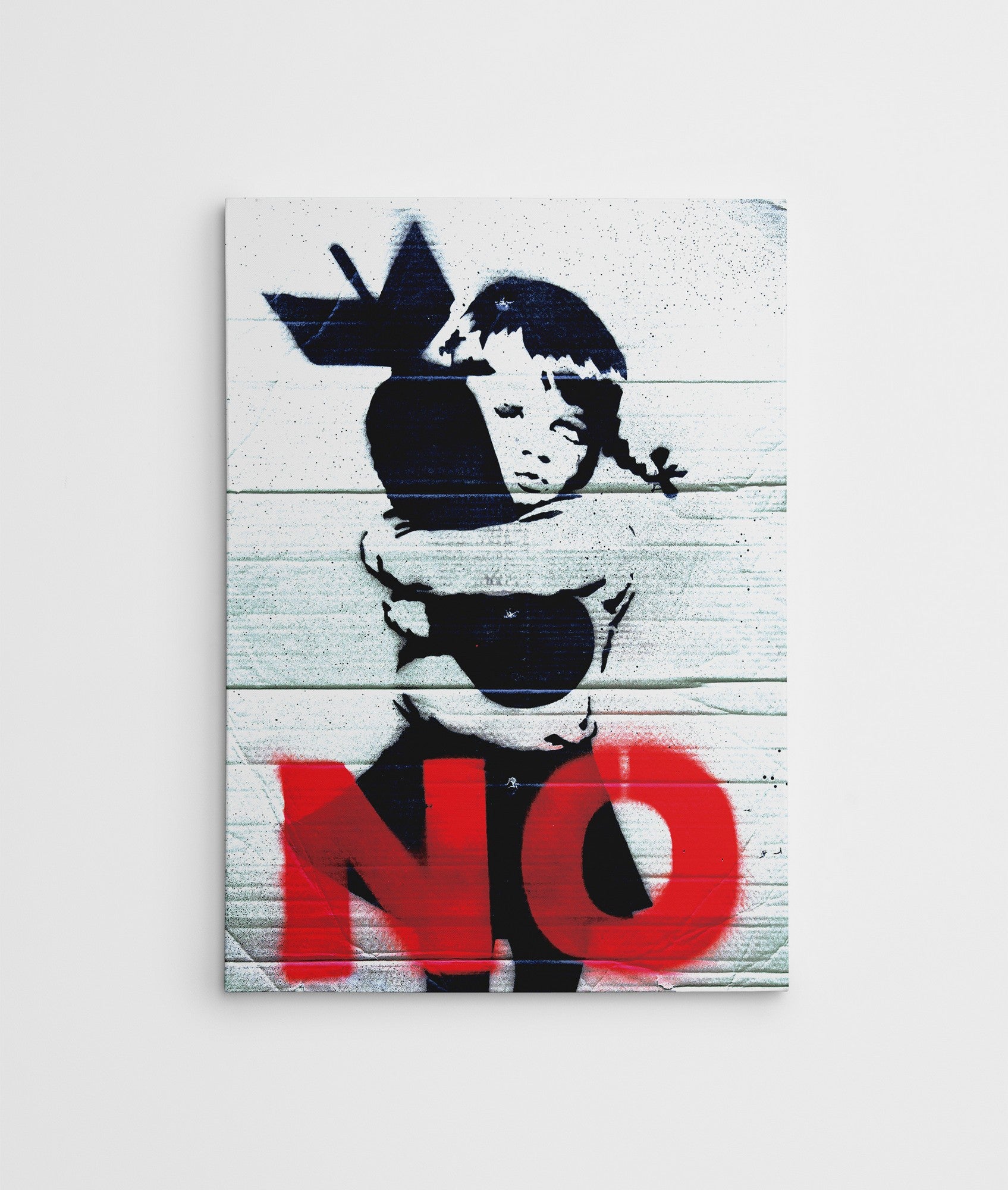 Impressionante tela decorativa de Banksy, 50 x 70 cm, 50% algodão/50% poliéster, emoldurada em madeira de 2 x 3 cm | Perfeito para amantes da arte moderna