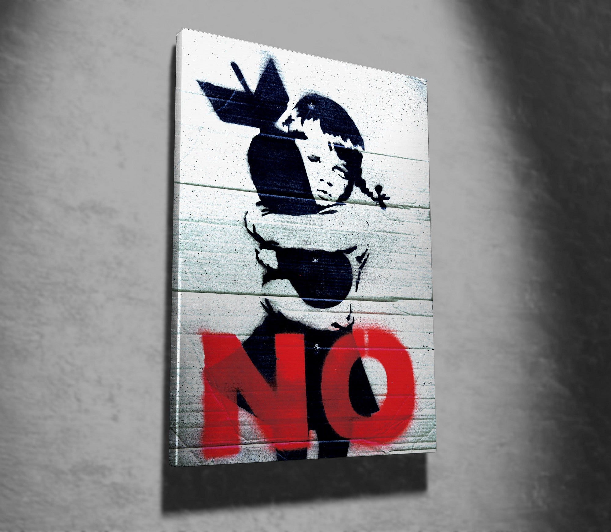 Impressionante tela decorativa de Banksy, 50 x 70 cm, 50% algodão/50% poliéster, emoldurada em madeira de 2 x 3 cm | Perfeito para amantes da arte moderna