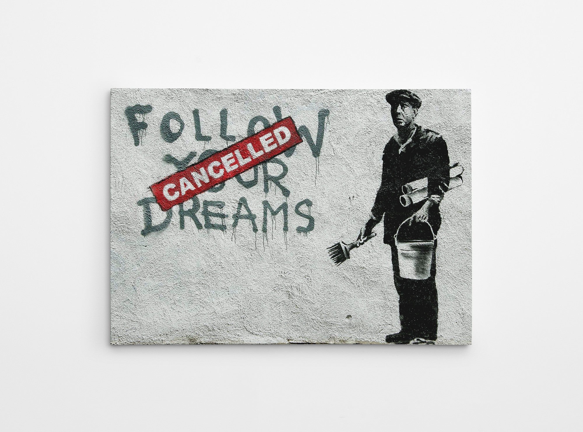 Impressionante tela decorativa de Banksy, 50 x 70 cm, 50% algodão/50% poliéster, emoldurada em madeira de 2 x 3 cm | Perfeito para amantes da arte moderna