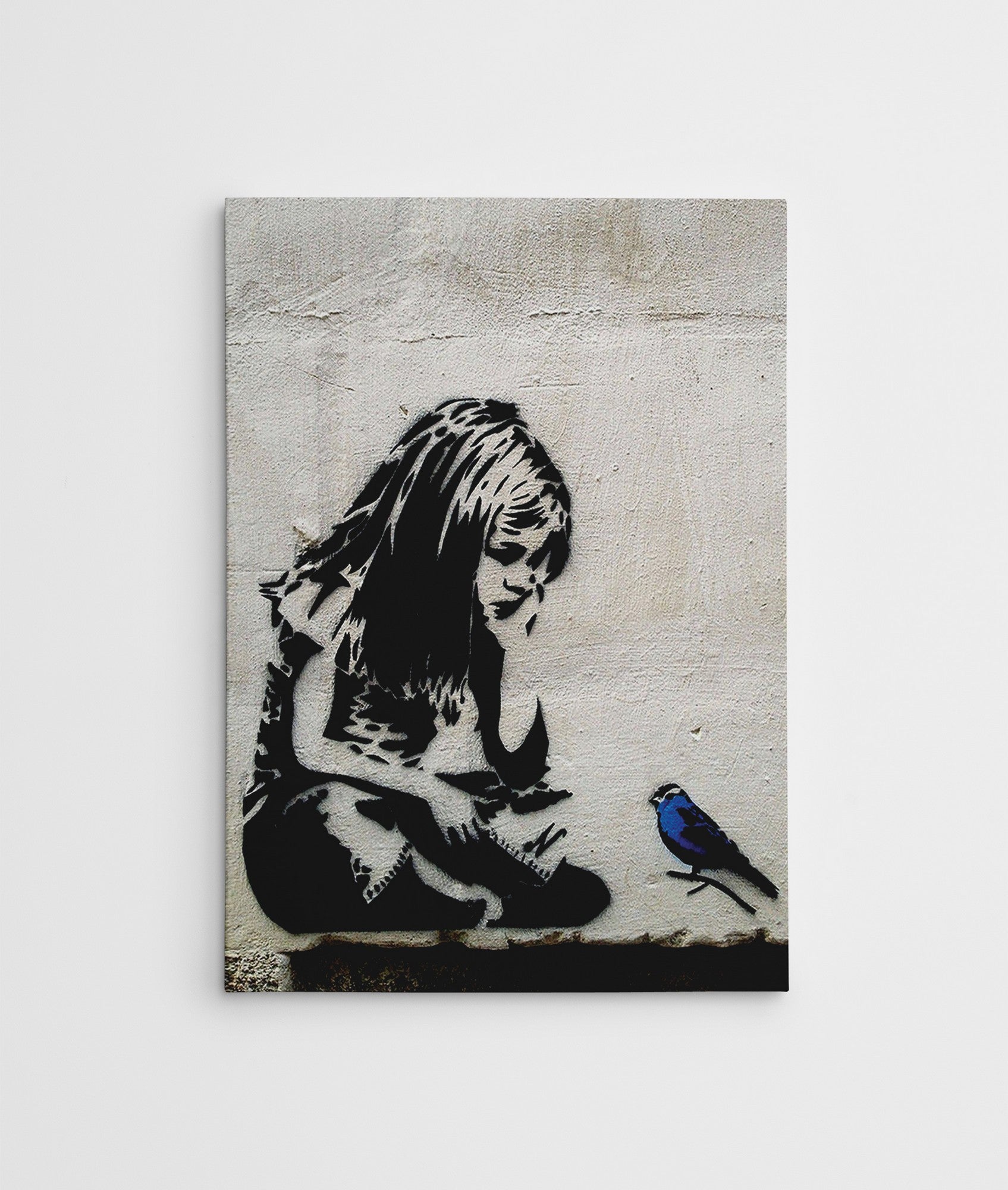 Impressionante tela decorativa de Banksy, 70 x 100 cm, 50% algodão/50% poliéster, emoldurada com moldura de madeira de 2 x 3 cm | Perfeito para decoração moderna