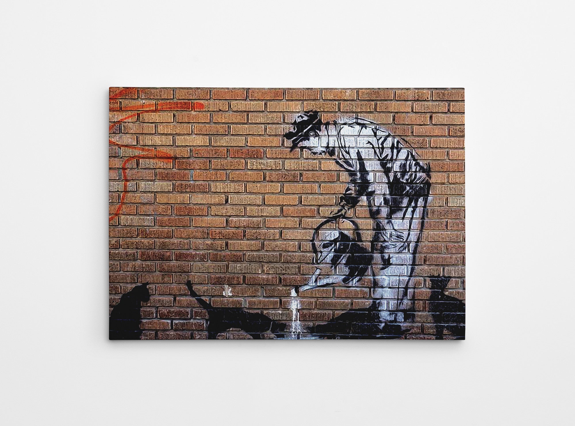 Impressionante tela decorativa de Banksy, 70 x 100 cm, 50% algodão/50% poliéster, emoldurada com moldura de madeira de 2 x 3 cm | Perfeito para decoração moderna