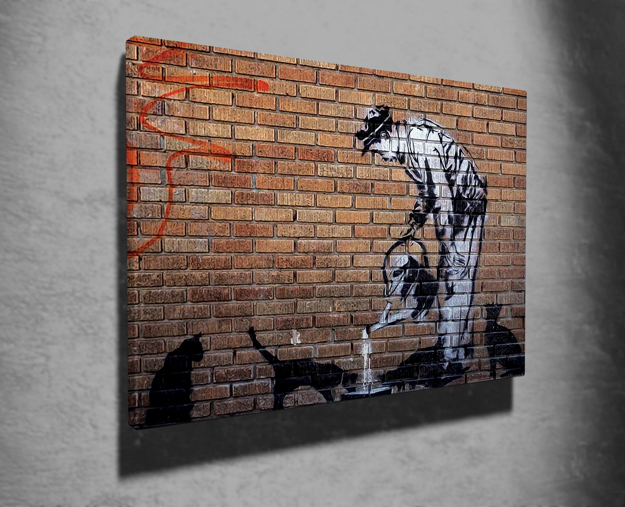 Impressionante tela decorativa de Banksy, 70 x 100 cm, 50% algodão/50% poliéster, emoldurada com moldura de madeira de 2 x 3 cm | Perfeito para decoração moderna