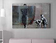 Impressionante tela decorativa de Banksy, 50 x 70 cm, 50% algodão/50% poliéster, emoldurada em madeira de 2 x 3 cm | Perfeito para amantes da arte moderna