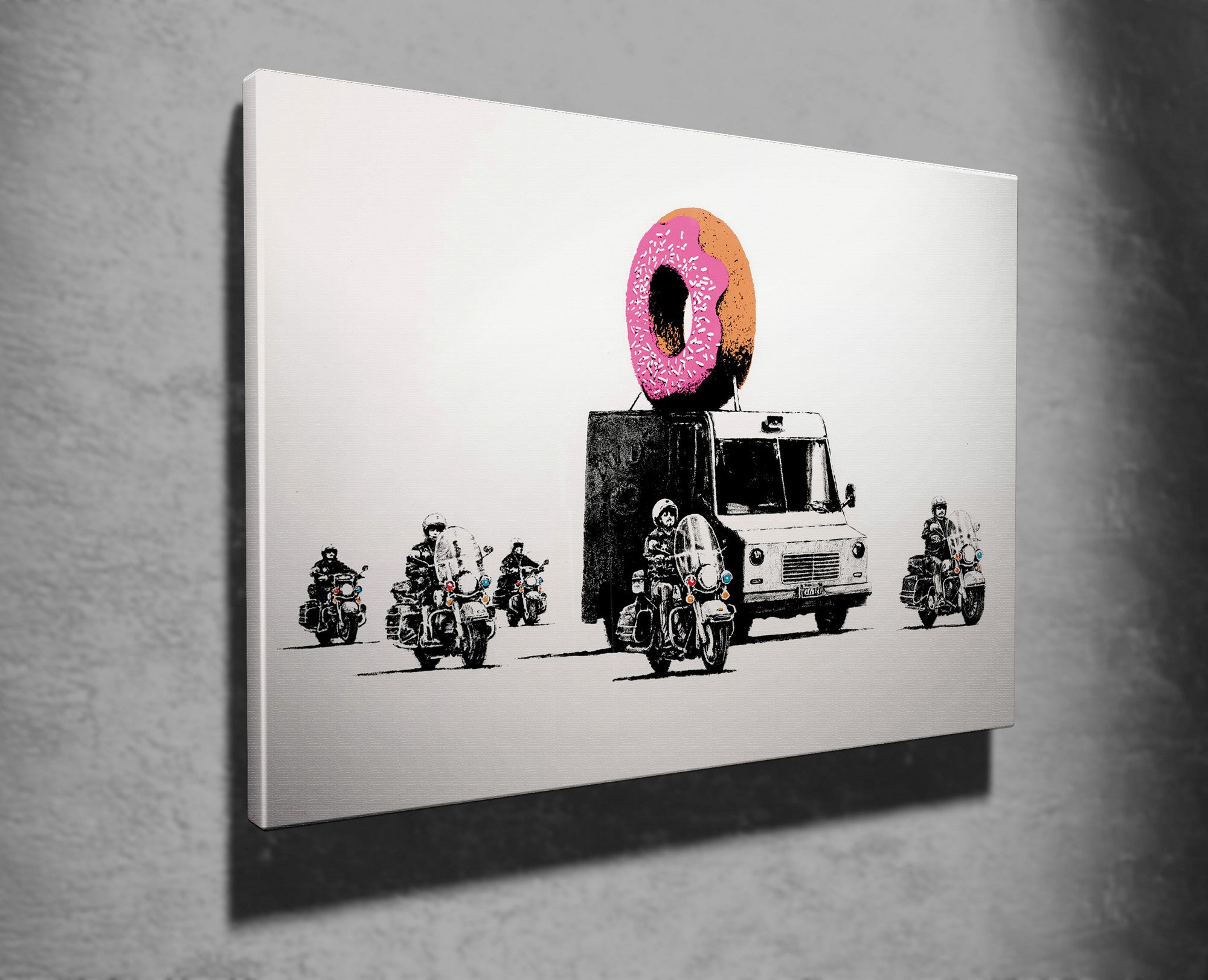 Impressionante tela decorativa de Banksy, 50 x 70 cm, 50% algodão/50% poliéster, emoldurada em madeira de 2 x 3 cm | Perfeito para amantes da arte moderna