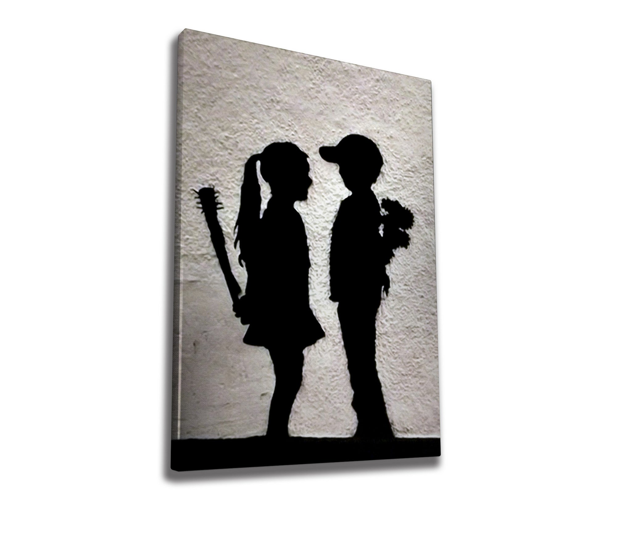 Impressionante tela decorativa de Banksy, 70 x 100 cm, 50% algodão/50% poliéster, emoldurada com moldura de madeira de 2 x 3 cm | Perfeito para decoração moderna
