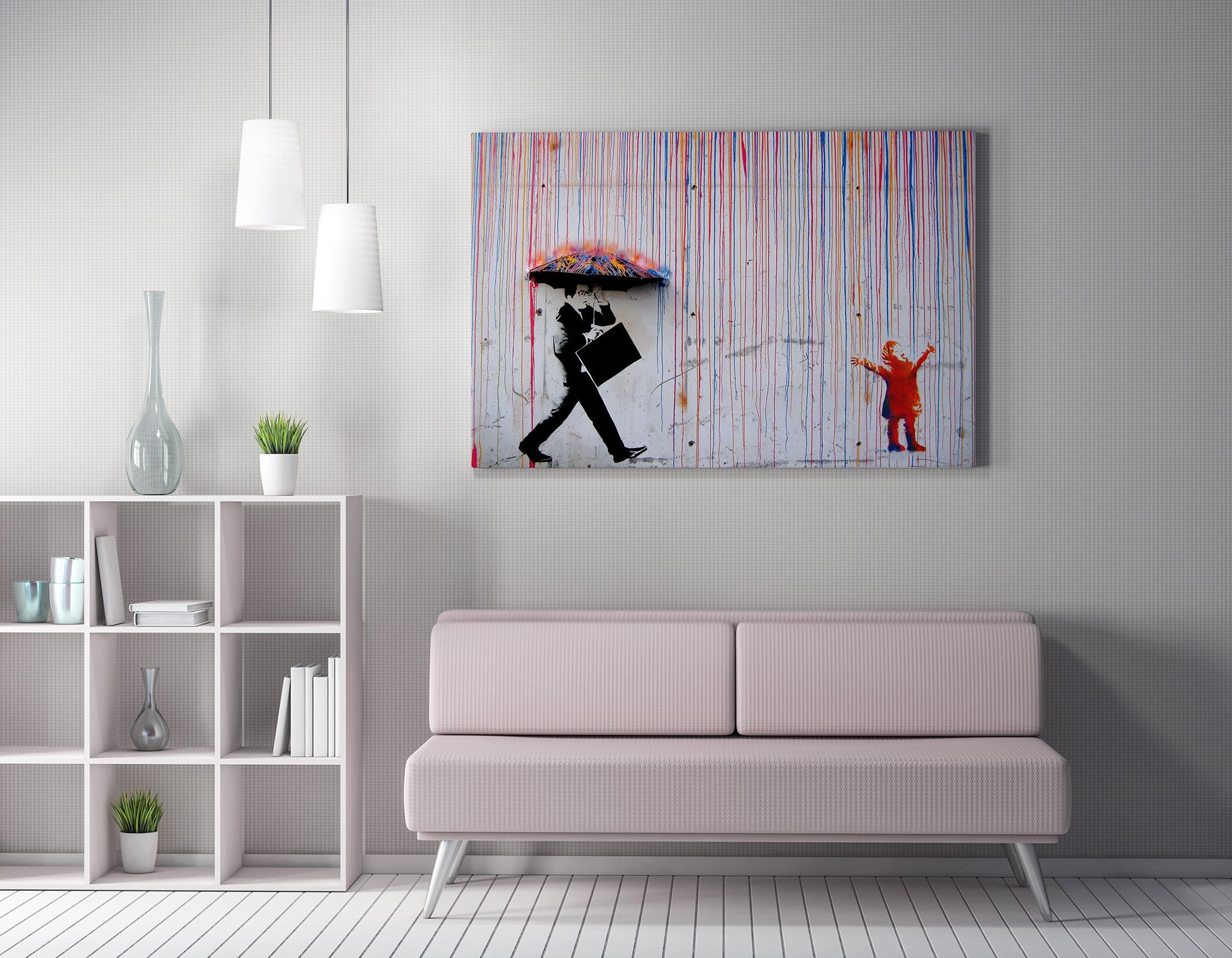 Tela decorativa emoldurada – 70 x 100 cm – moldura de madeira
