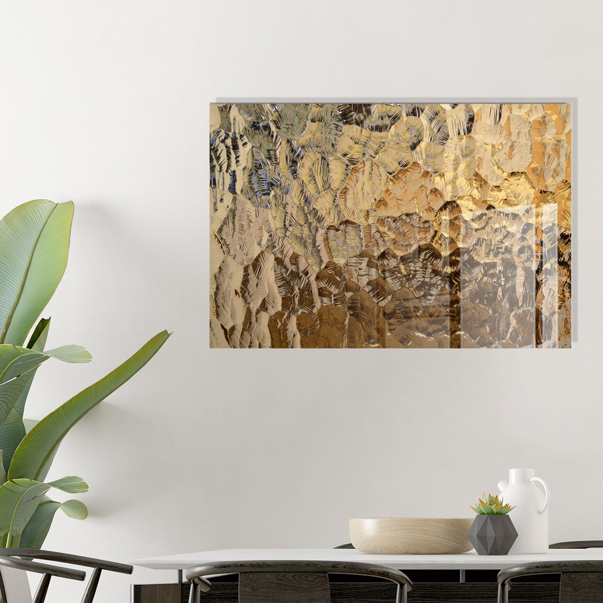 Pintura elegante em vidro temperado, 70 x 100 cm, 100% vidro temperado (4 mm) | Arte de parede deslumbrante para decoração moderna de casa e escritórios