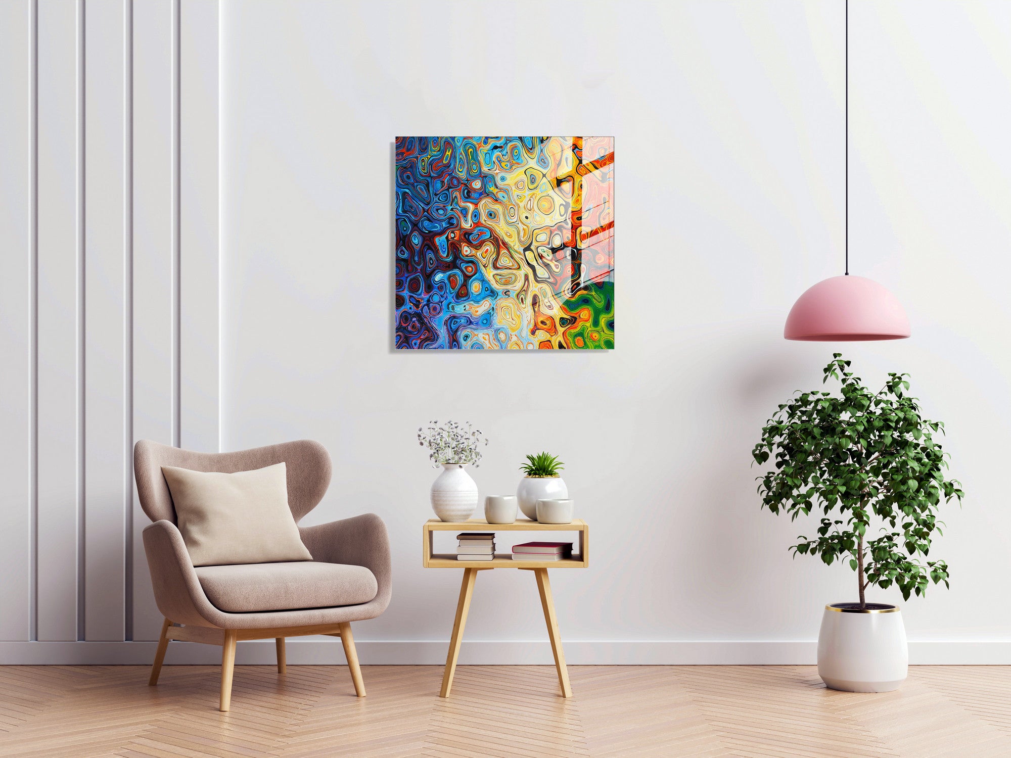 Quadro Decorativo em Vidro Temperado Multicolor 60x60cm - Arte Moderna para Transformar o Seu Espaço