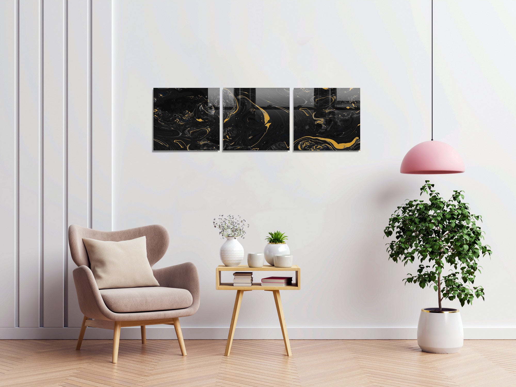 Conjunto de 3 Quadros Decorativos em Vidro Temperado Multicolor - 60x60cm cada