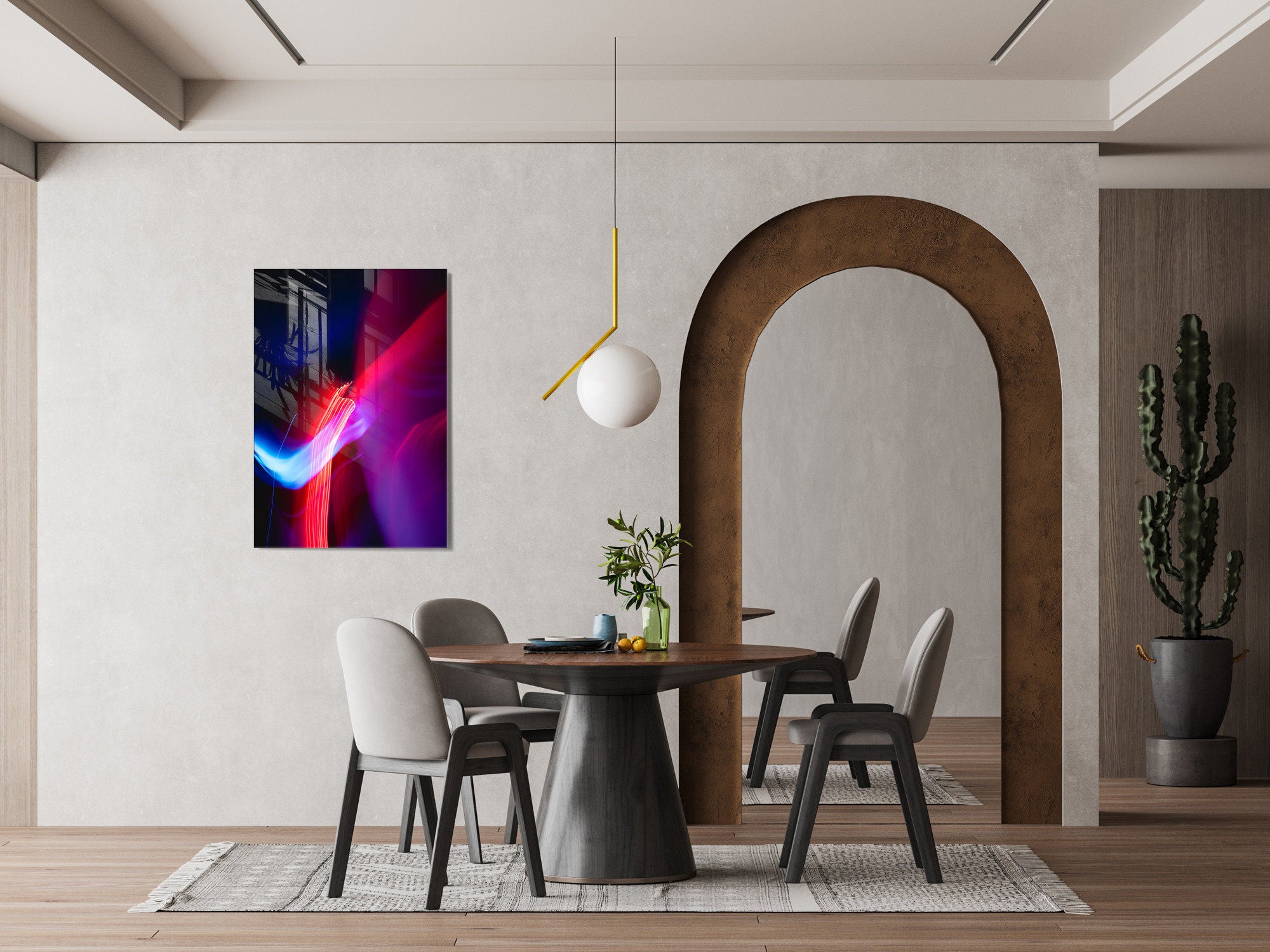 Pintura elegante em vidro temperado, 70 x 100 cm, 100% vidro temperado (4 mm) | Arte de parede deslumbrante para decoração moderna de casa e escritórios
