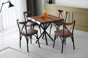 Mesa de Jantar Rústica – 80 x 75 x 80 cm – Nogueira – Painéis de Partículas revestidos em Melamina