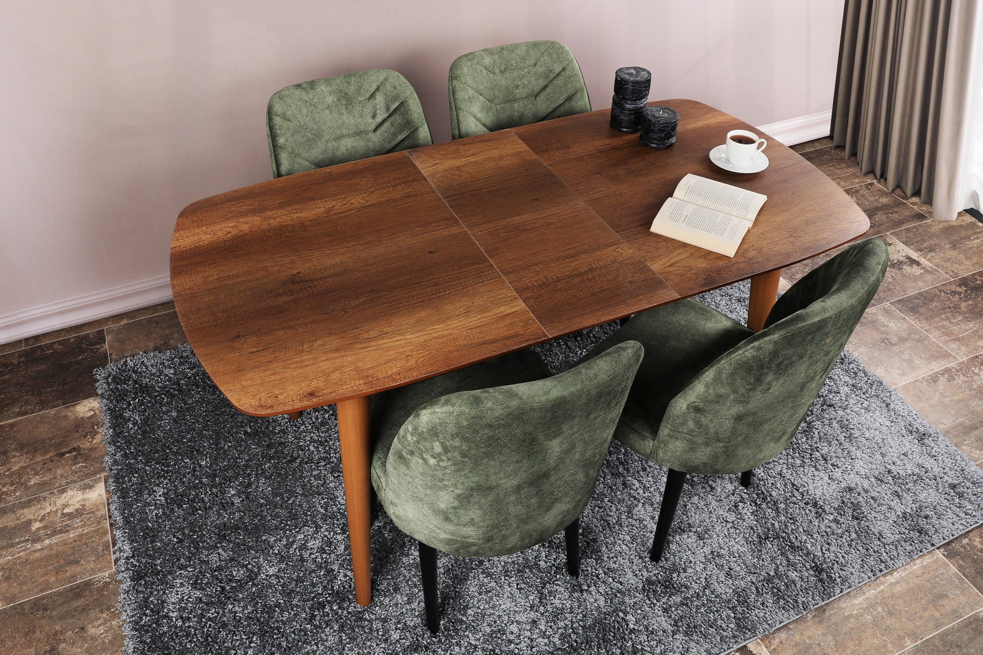 Mesa de Jantar Extensível – 130-160 cm – Nogueira – MDF