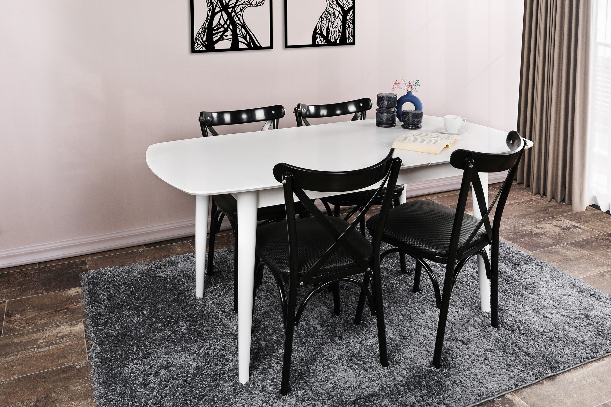 Mesa de Jantar Extensível – 130 cm (extensível até 160 cm) – Branco – MDF