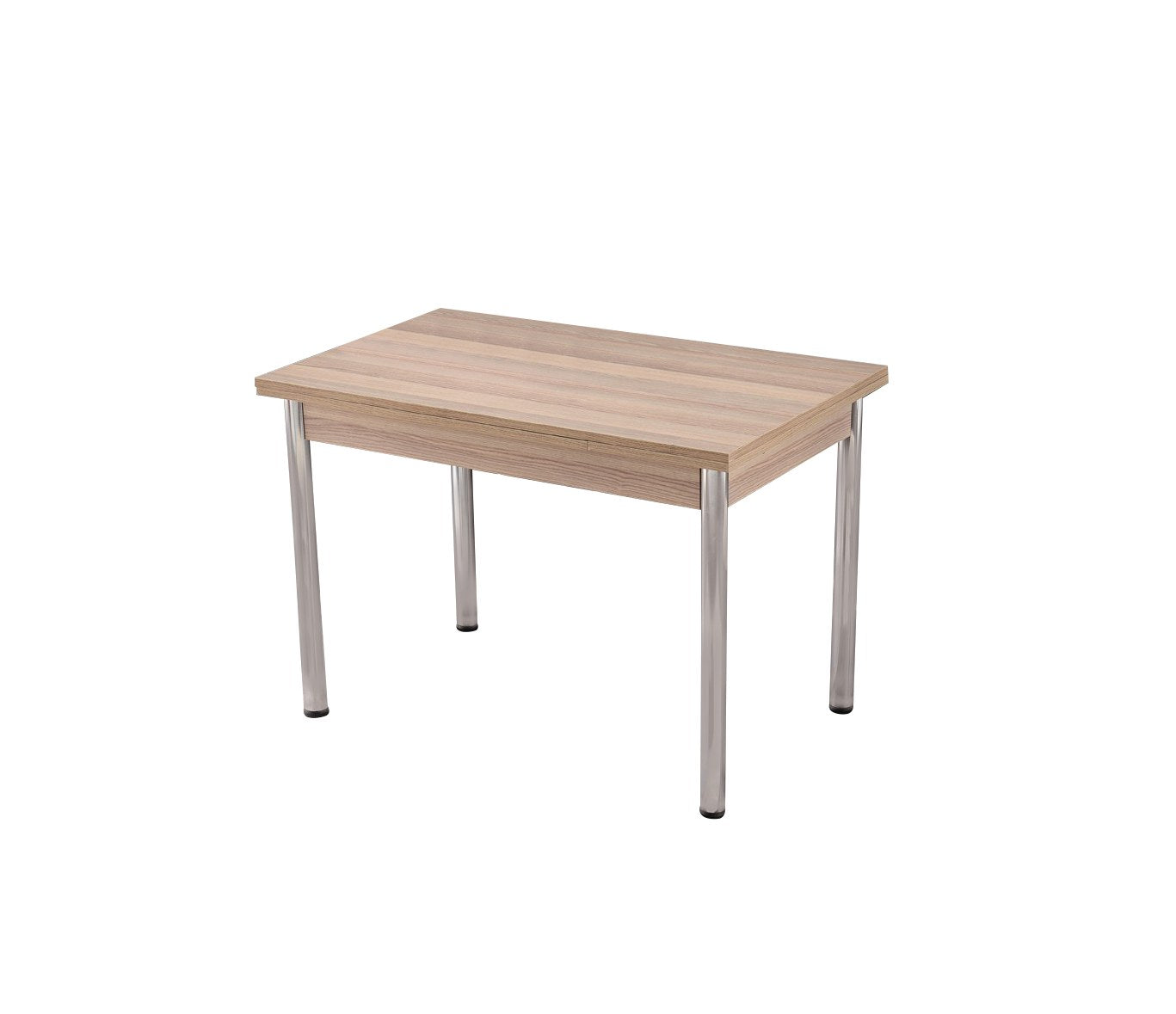Mesa de Jantar Extensível – 110 cm largura, 170 cm largura alargada – Carvalho e Prata – Painel de partículas