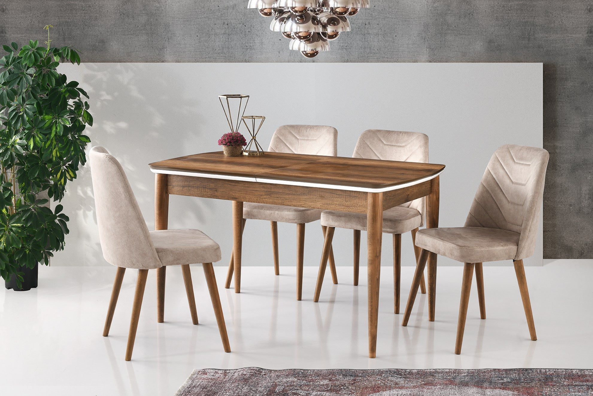 Mesa de Jantar Extensível – 130 cm x 75 cm x 80 cm – Nogueira e Branco – MDF
