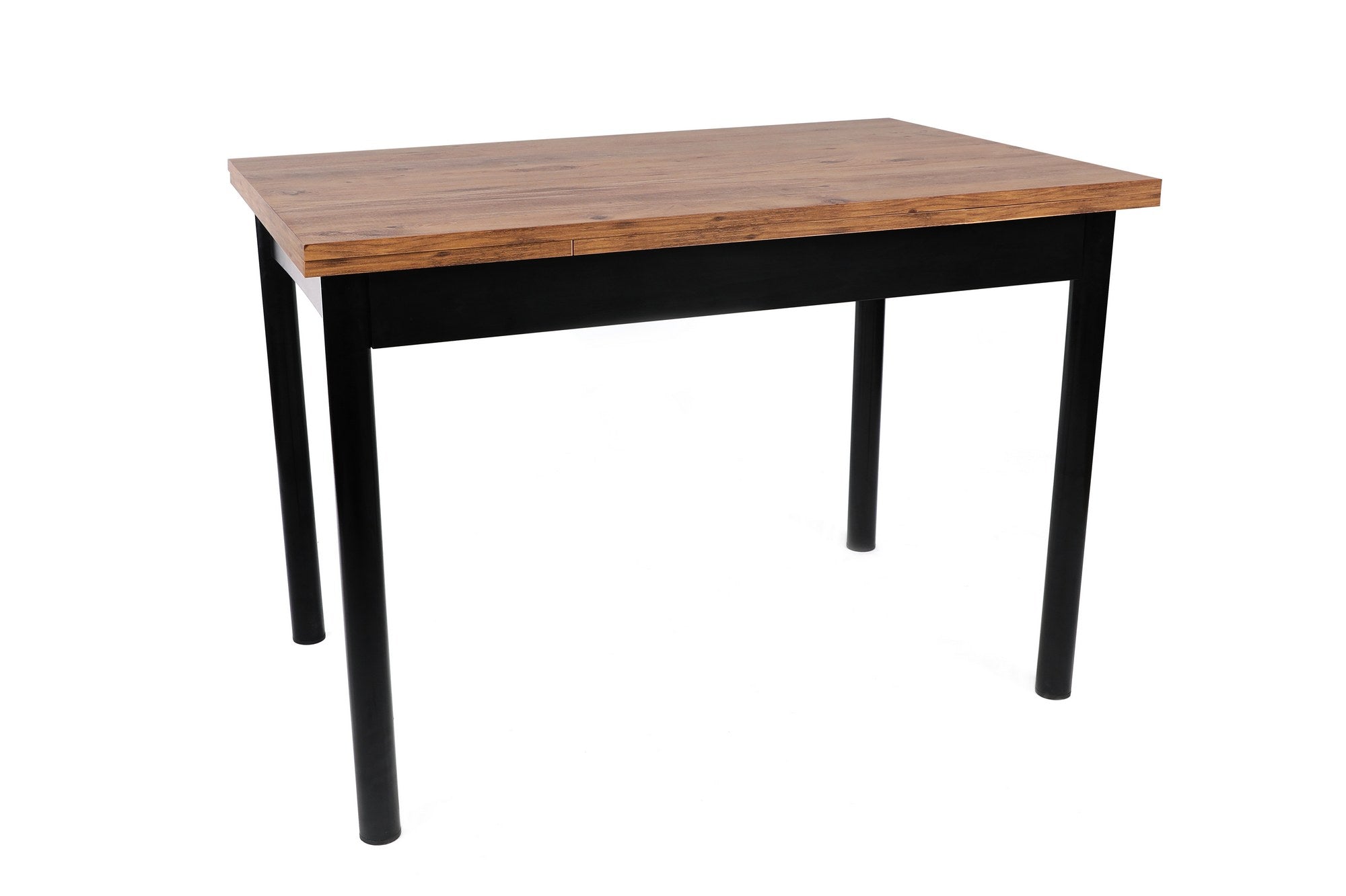 Mesa de Jantar Extensível – 110-170 cm – Nogueira e Preto – Painel de Partículas e Metal