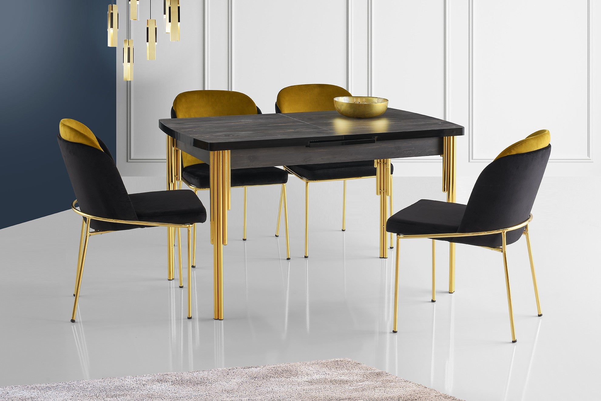 Mesa de Jantar – 130 cm x 79 cm x 80 cm – Preta – Melamina e Ferro