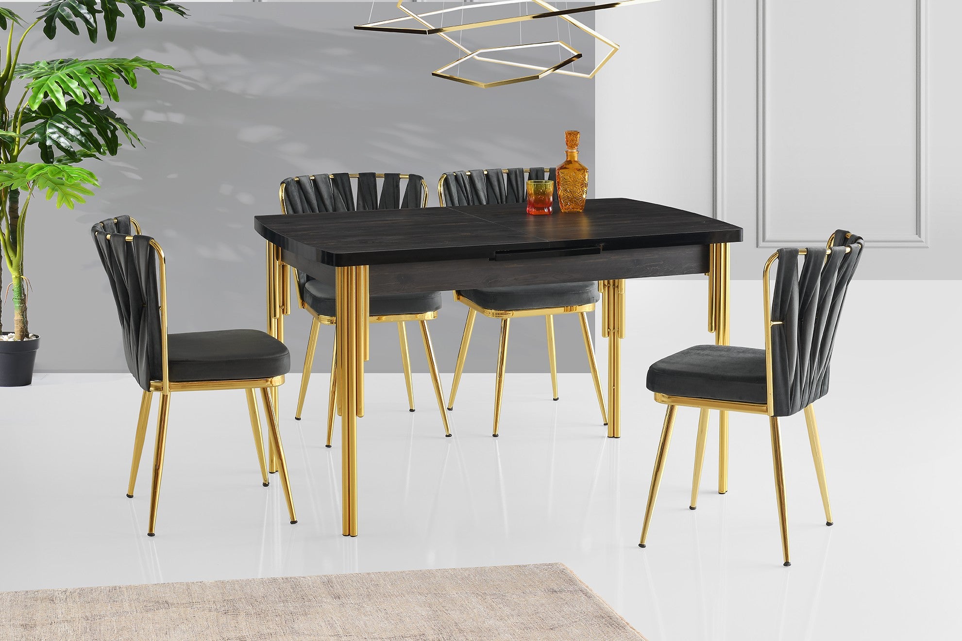 Mesa de Jantar – 130 cm x 79 cm x 80 cm – Preta – Melamina e Ferro
