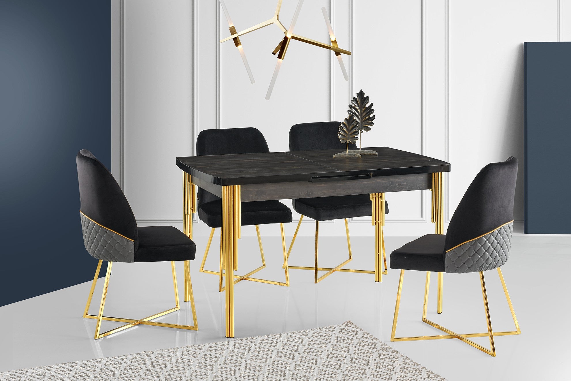 Mesa de Jantar – 130 cm x 79 cm x 80 cm – Preta – Melamina e Ferro