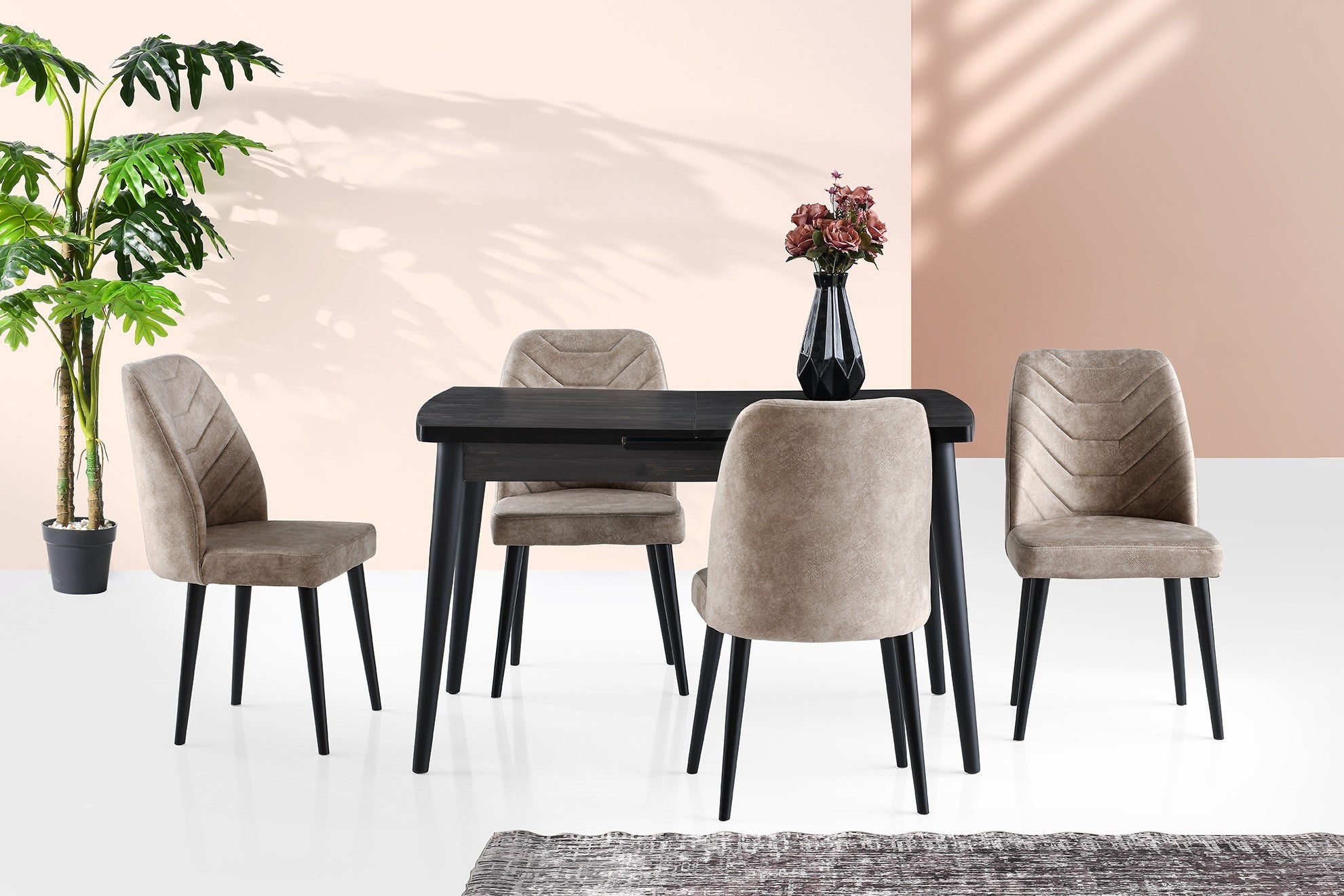 Mesa de Jantar – 130 cm x 79 cm x 80 cm – Preto – Aglomerado de Partículas