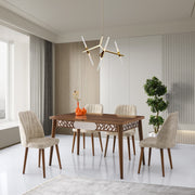Mesa de Jantar – 130 cm x 80 cm x 75 cm – Noz – Painel de partículas revestido a melamina