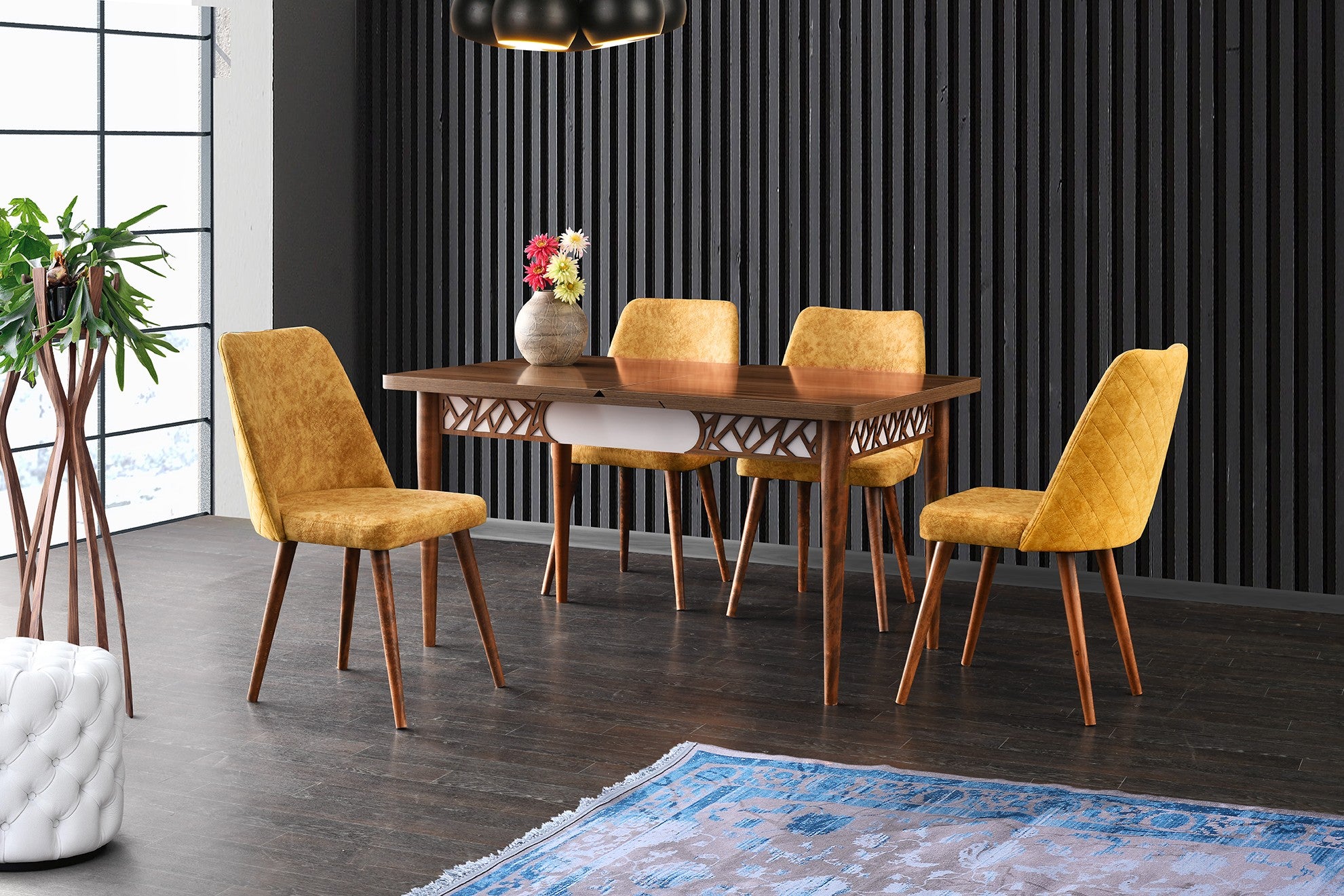 Mesa de Jantar – 130 cm x 80 cm x 75 cm – Noz – Painel de partículas revestido a melamina