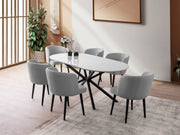 Mesa de Jantar – 180 x 90 x 79 cm – Cinza Claro – 100% MDF com Pernas de Ferro