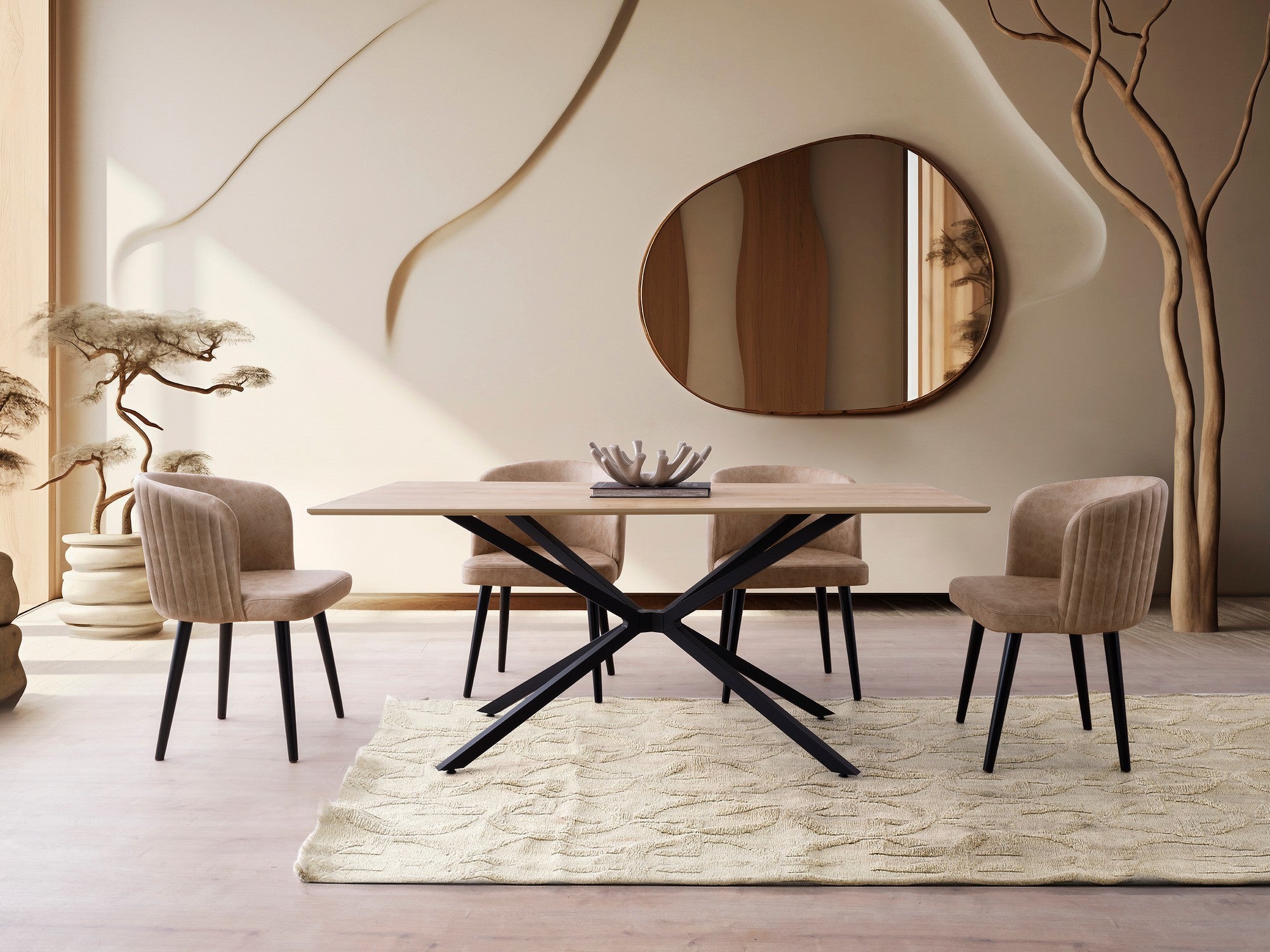 Mesa de jantar – 180 cm x 79 cm x 90 cm – Carvalho – 100% MDF com pernas de ferro