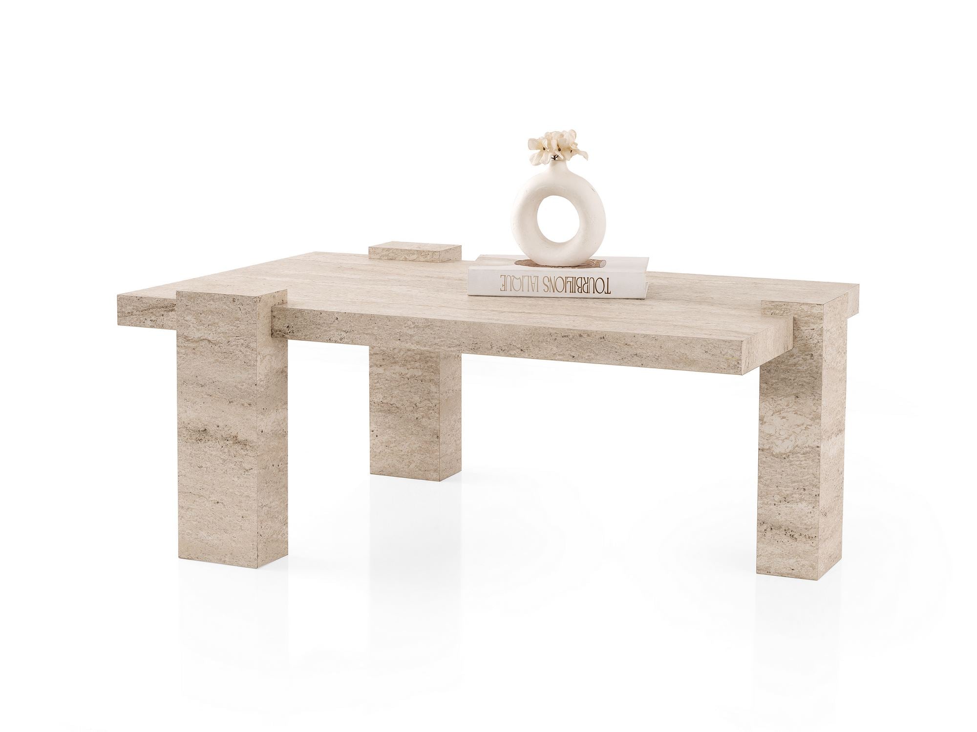 Mesa de Centro em Travertino – 110 cm x 45,5 cm x 70 cm – Travertino – Aglomerado