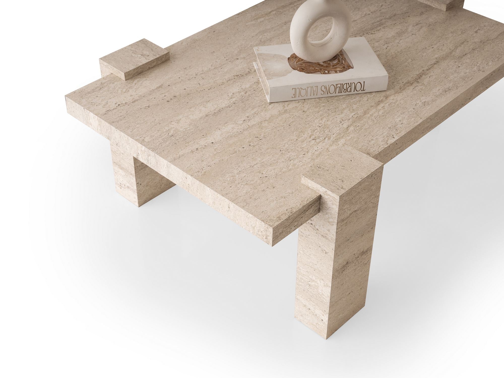 Mesa de Centro em Travertino – 110 cm x 45,5 cm x 70 cm – Travertino – Aglomerado