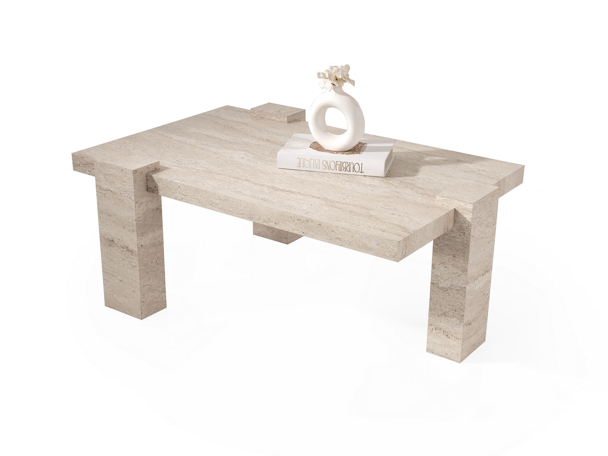 Mesa de Centro em Travertino – 110 cm x 45,5 cm x 70 cm – Travertino – Aglomerado
