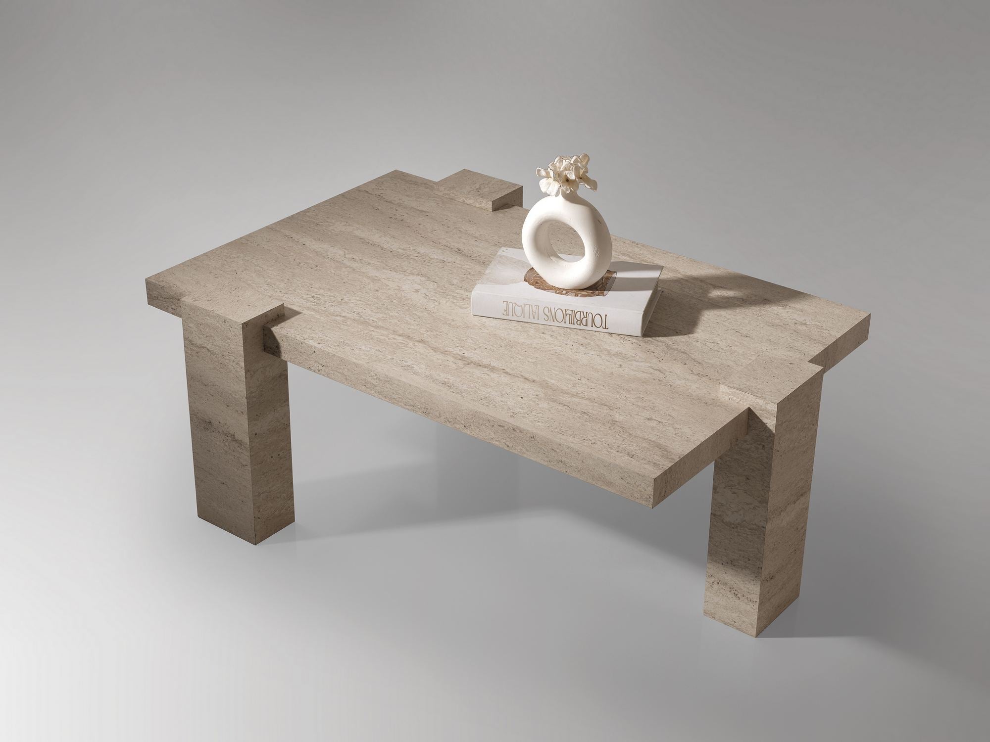 Mesa de Centro em Travertino – 110 cm x 45,5 cm x 70 cm – Travertino – Aglomerado