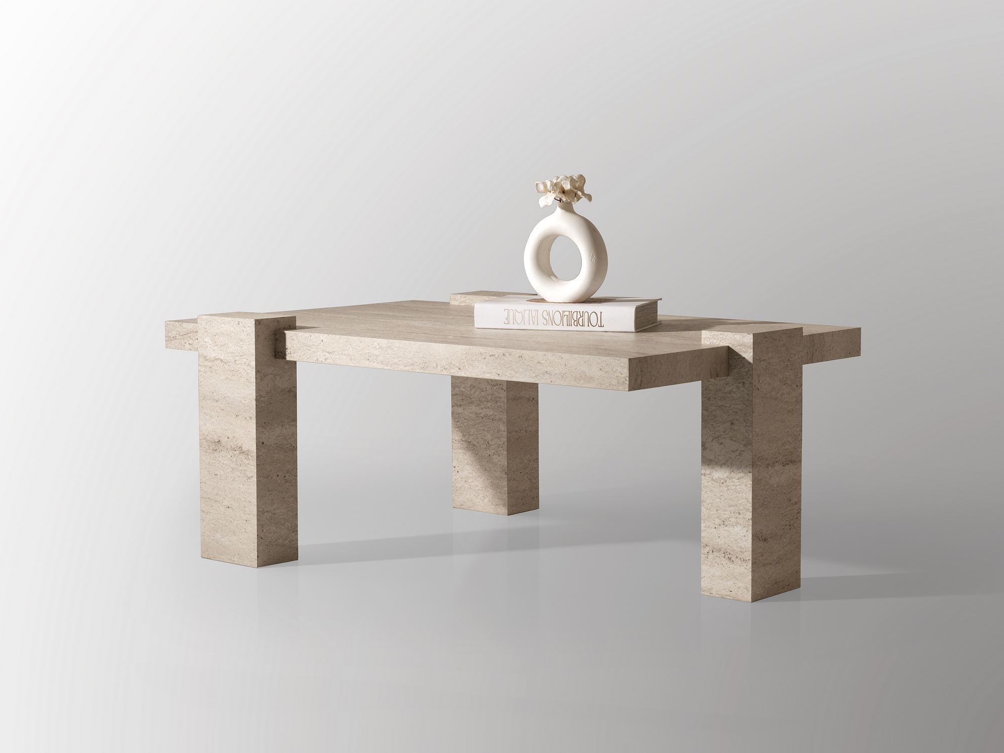 Mesa de Centro em Travertino – 110 cm x 45,5 cm x 70 cm – Travertino – Aglomerado