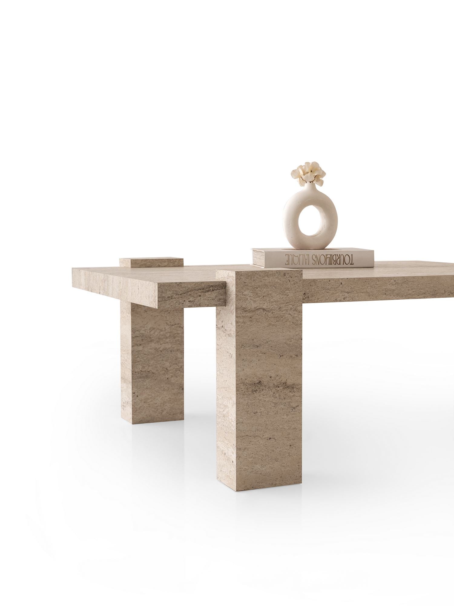 Mesa de Centro em Travertino – 110 cm x 45,5 cm x 70 cm – Travertino – Aglomerado